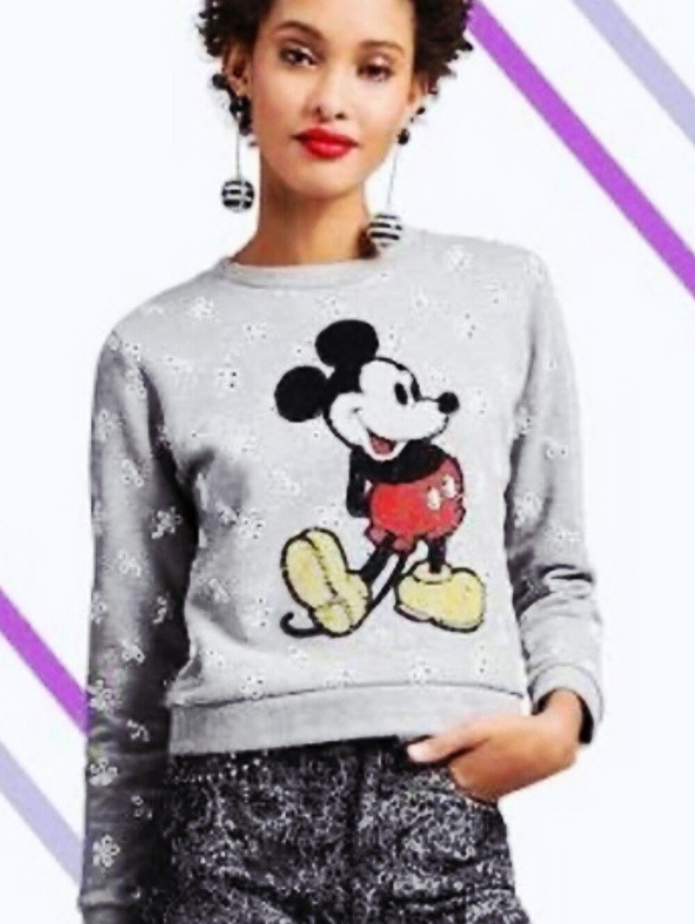 Marc Jacobs x Disney Collab Sweatshirt Sequin Mickey Mouse Collectible Size S
